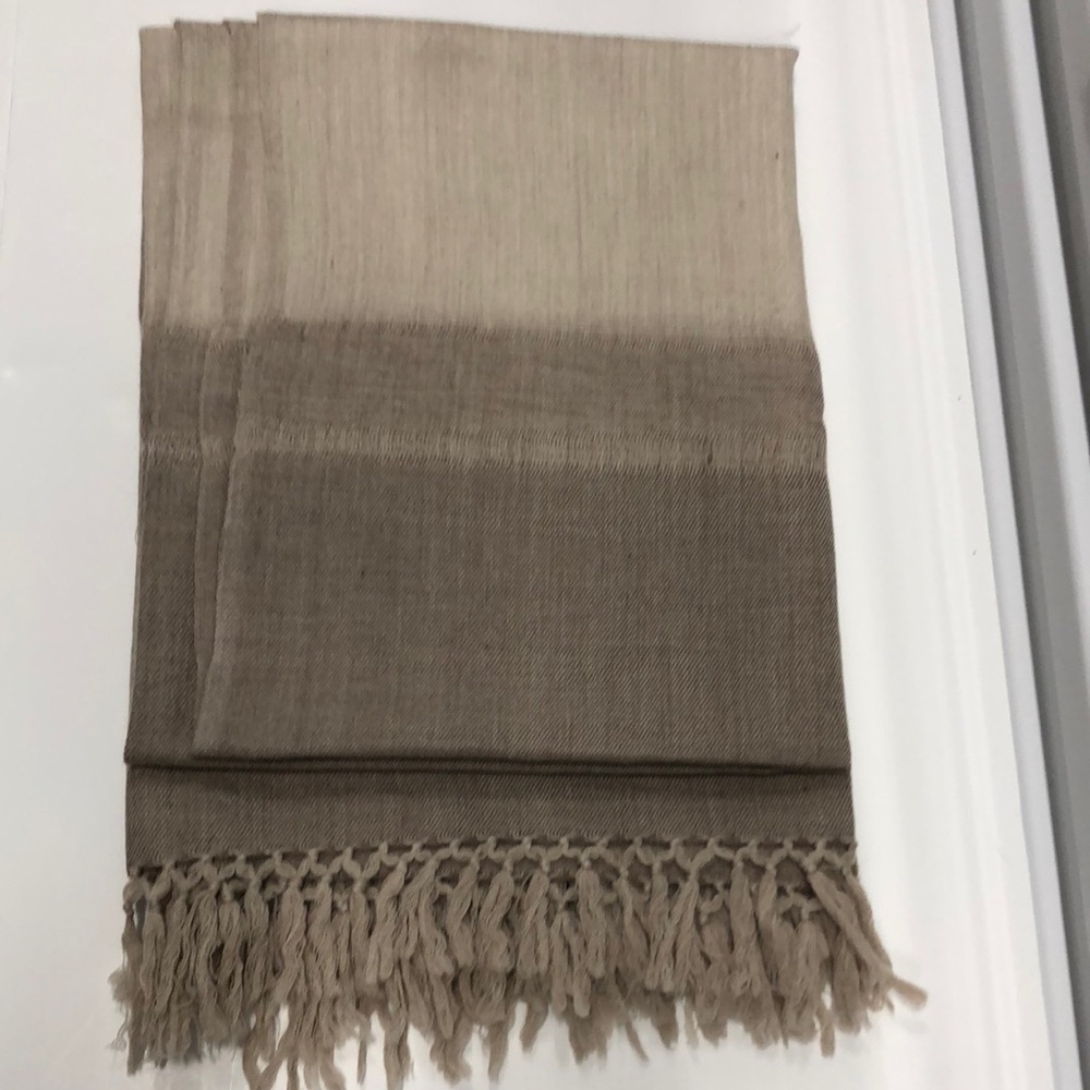 Beige and Brown Fringed Throw